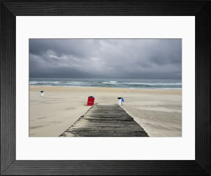 Framed Print : Lonely windy beach in Winter, Costa Nova, Portugal Framed Print : Lonely windy beach in Winter, Costa Nova, Portugal