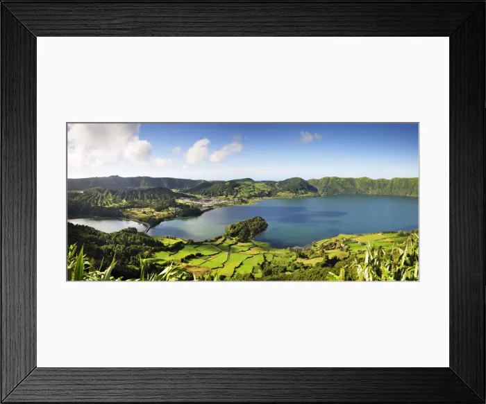 Framed Print : Sete Cidades volcanic lake and village. A big crater with 12 kilometers in perimeter Framed Print : Sete Cidades volcanic lake and village. A big crater with 12 kilometers in perimeter