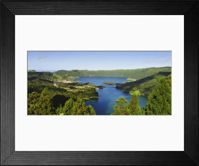 Framed Print : Sete Cidades volcanic lake and village. A big crater with 12 kilometers in perimeter Framed Print : Sete Cidades volcanic lake and village. A big crater with 12 kilometers in perimeter