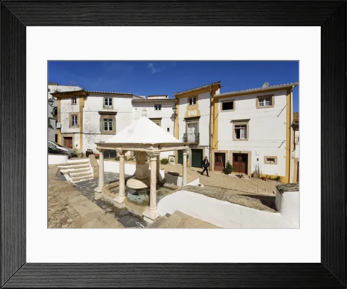 Framed Print : The jewish quarter and the manueline fountain in the historical village of Castelo Framed Print : The jewish quarter and the manueline fountain in the historical village of Castelo