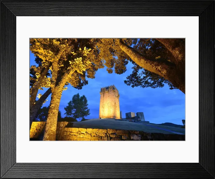 Framed Print : The medieval castle of Montalegre at sunset, dating back to the 13th century Framed Print : The medieval castle of Montalegre at sunset, dating back to the 13th century