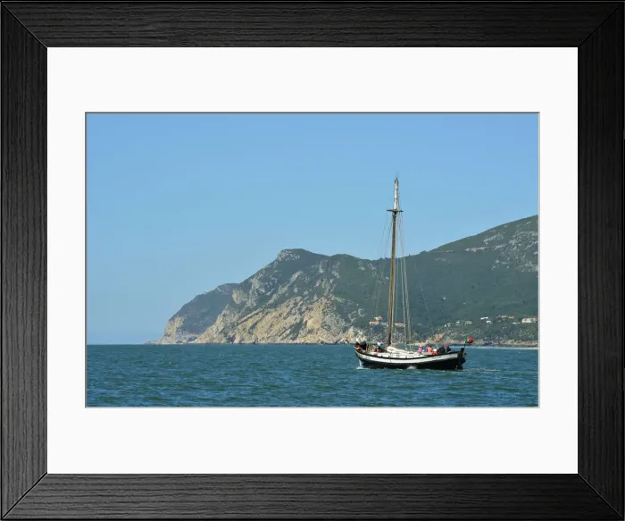 Framed Print : Arrabida Natural Park and a traditional boat from the Sado river. Portugal Framed Print : Arrabida Natural Park and a traditional boat from the Sado river. Portugal