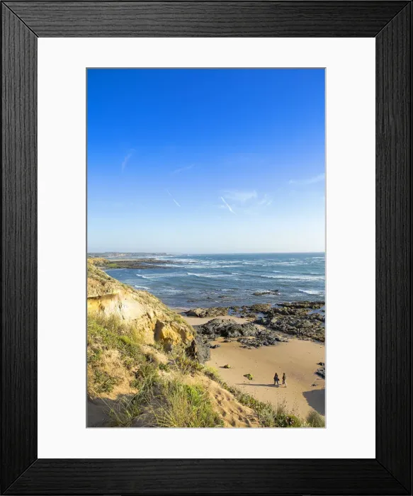 Framed Print : Europe, Portugal, Alentejo, Vila Nova de Milfontes, a young couple on praia carreiro Framed Print : Europe, Portugal, Alentejo, Vila Nova de Milfontes, a young couple on praia carreiro