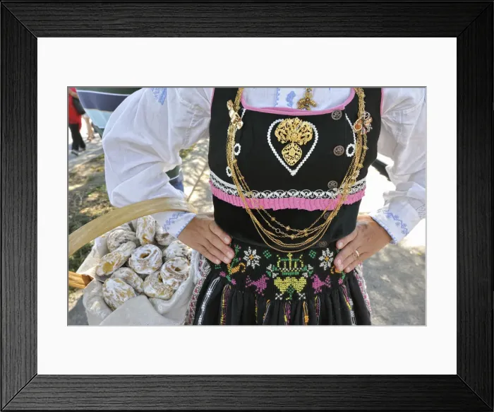 Framed Print : Gold necklace and traditional costume of Minho Framed Print : Gold necklace and traditional costume of Minho