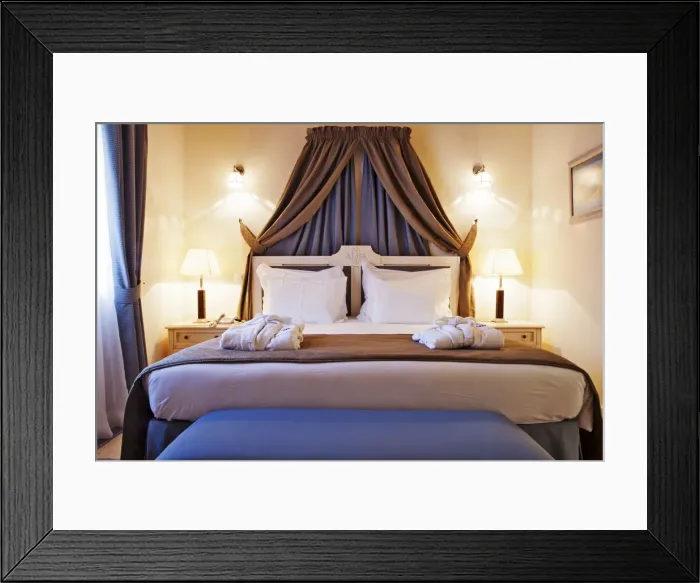 Framed Print : Europe, Portugal, Algarve, praia de Albandeira, Carvoeiro, Lagoa, a bedroom in a suite