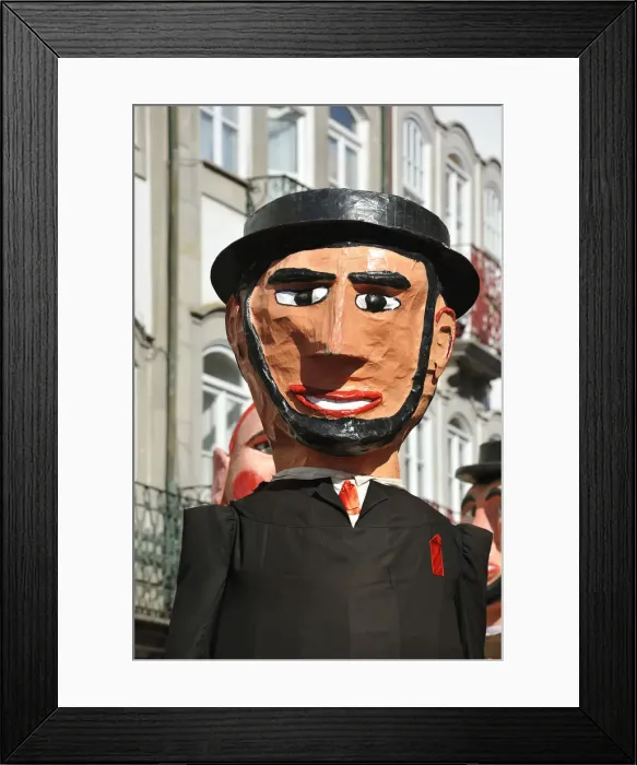 Framed Print : Traditional big-headed masks of Minho at the historical centre of Viana do Castelo Framed Print : Traditional big-headed masks of Minho at the historical centre of Viana do Castelo