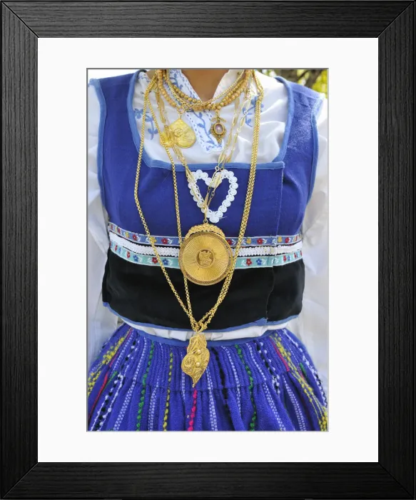 Framed Print : Gold necklace and traditional costume of Minho Framed Print : Gold necklace and traditional costume of Minho