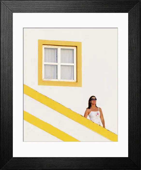 Framed Print : Portugal, Alentejo, Elvas, woman on sstairway (MR) Framed Print : Portugal, Alentejo, Elvas, woman on sstairway (MR)