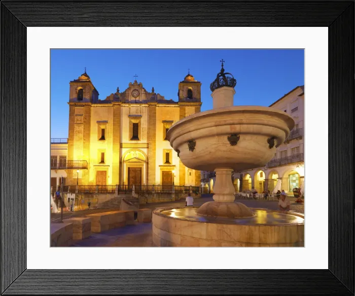 Framed Print : Portugal, Alentejo, Evora, Giraldo Square at night Framed Print : Portugal, Alentejo, Evora, Giraldo Square at night