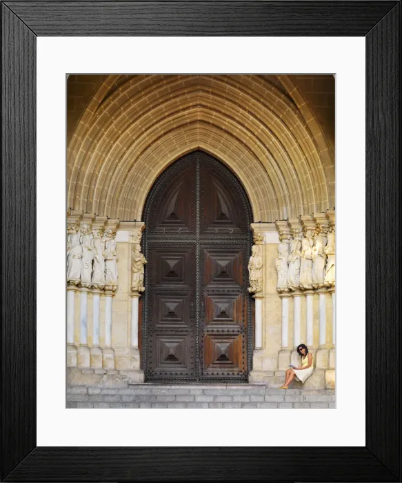 Framed Print : Portugal, Alentejo, Evora, Evora cathedral, woman reading (MR) Framed Print : Portugal, Alentejo, Evora, Evora cathedral, woman reading (MR)