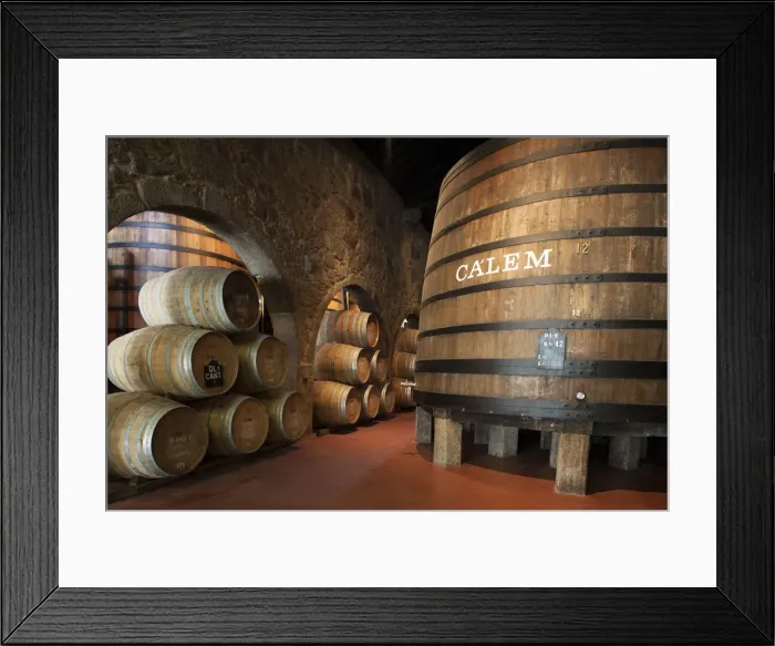 Framed Print : Europe, Portugal, Porto (Oporto), Port wine barrels in the warehouse of the Calem Framed Print : Europe, Portugal, Porto (Oporto), Port wine barrels in the warehouse of the Calem