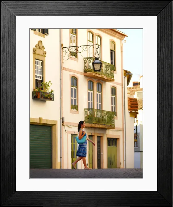 Framed Print : Portugal, Alentejo, Castelo de vide, woman walking (MR) Framed Print : Portugal, Alentejo, Castelo de vide, woman walking (MR)