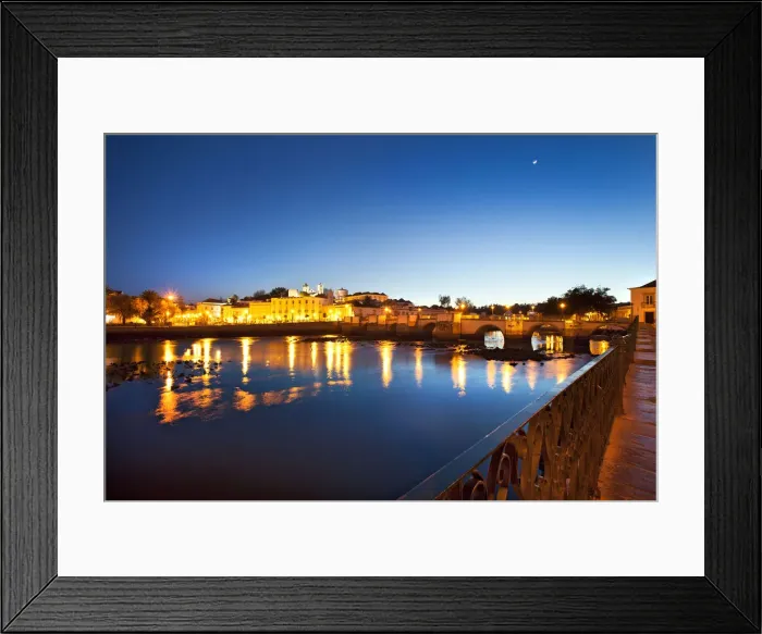 Framed Print : Sunset, Rio Gilao and roman bridge, Tavira, Algarve, Portugal Framed Print : Sunset, Rio Gilao and roman bridge, Tavira, Algarve, Portugal