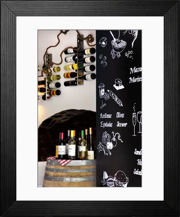 Framed Print : Wine bottles in a restaurant, Algarve, Portugal Framed Print : Wine bottles in a restaurant, Algarve, Portugal