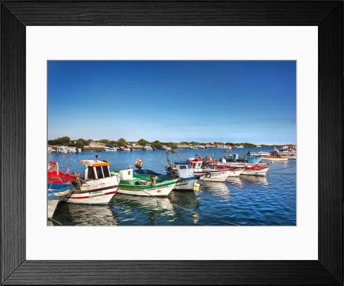 Framed Print : Fishing boats, fishing village Fuzeta, Olhao, Algarve, Portugal Framed Print : Fishing boats, fishing village Fuzeta, Olhao, Algarve, Portugal