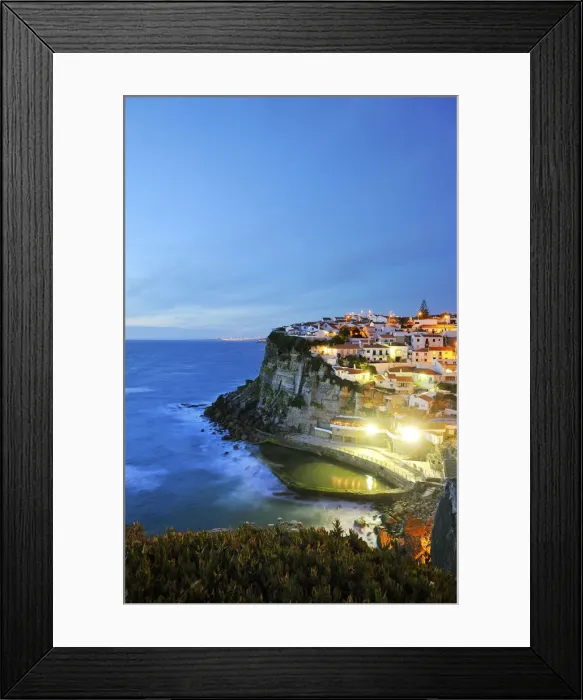 Framed Print : Azenhas do Mar at night, near Sintra, in front of the Atlantic Ocean. Portugal Framed Print : Azenhas do Mar at night, near Sintra, in front of the Atlantic Ocean. Portugal