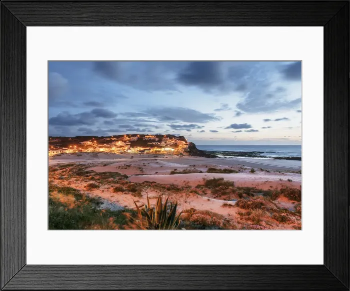 Framed Print : Monte Clerigo beach in the evening. Parque Natural do Sudoeste Alentejano e Costa