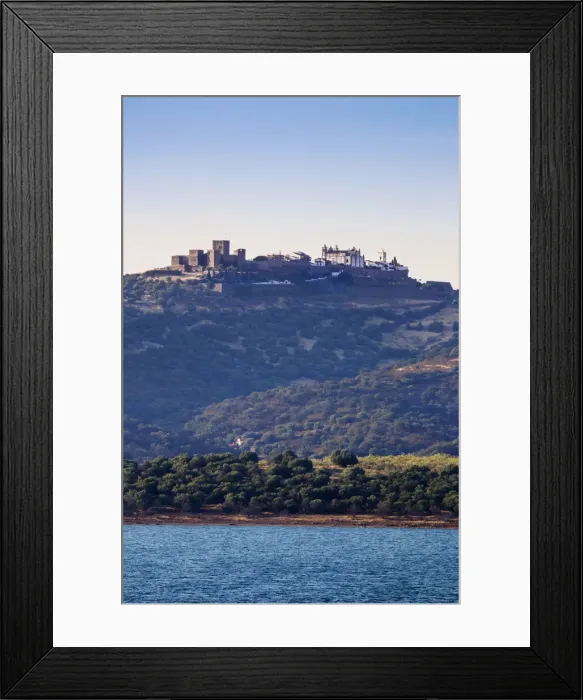 Framed Print : Europe, Iberia, Portugal, The Alentejo; view of Alqueva lake and the medieval hilltop Framed Print : Europe, Iberia, Portugal, The Alentejo; view of Alqueva lake and the medieval hilltop