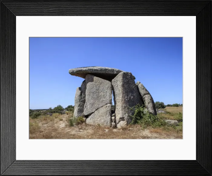 Framed Print : Europe, Iberia, Portugal, The Alentejo, megalithic monument; dolmen of Tapadao or Framed Print : Europe, Iberia, Portugal, The Alentejo, megalithic monument; dolmen of Tapadao or