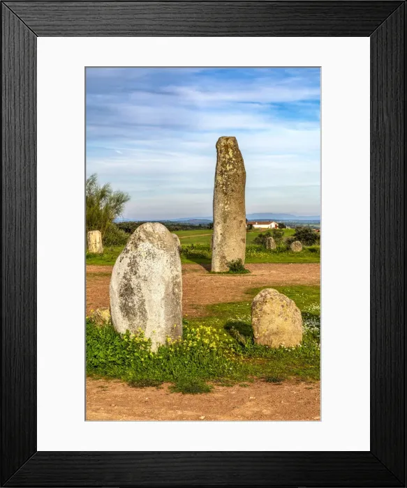 Framed Print : The Megalithic monuments of the Cromlech, Xarez, Monsaraz, Alentejo, Portugal Framed Print : The Megalithic monuments of the Cromlech, Xarez, Monsaraz, Alentejo, Portugal