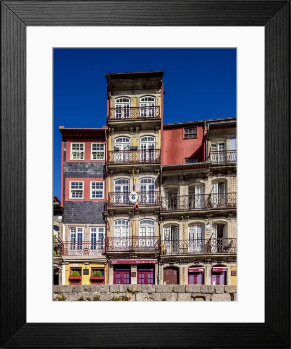Framed Print : Colourful houses at Cais da Estiva, Porto, Portugal Framed Print : Colourful houses at Cais da Estiva, Porto, Portugal