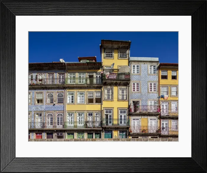Framed Print : Colourful houses at Cais da Ribeira, Porto, Portugal Framed Print : Colourful houses at Cais da Ribeira, Porto, Portugal