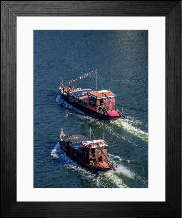 Framed Print : Boats on Douro River, elevated view, Porto, Portugal Framed Print : Boats on Douro River, elevated view, Porto, Portugal