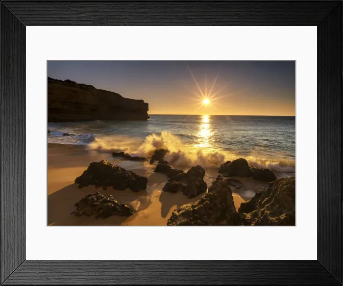 Framed Print : Praia da Albandeira at Sunrise, Algarve, Portugal Framed Print : Praia da Albandeira at Sunrise, Algarve, Portugal