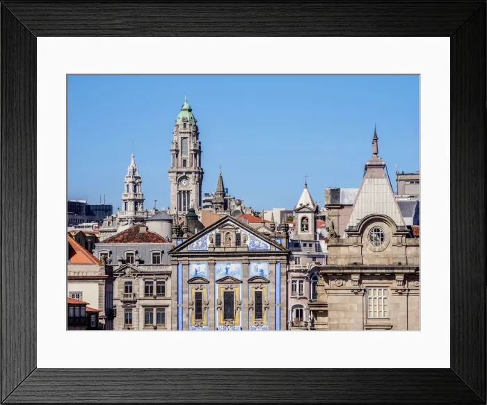 Framed Print : View towards Santo Antonio dos Congregados Church and City Hall Tower, Porto, Portugal Framed Print : View towards Santo Antonio dos Congregados Church and City Hall Tower, Porto, Portugal