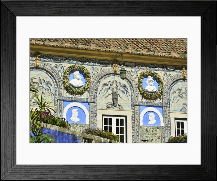 Framed Print : The Terrace with tiles (azulejos). Palacio dos Marqueses de Fronteira (Palace of Framed Print : The Terrace with tiles (azulejos). Palacio dos Marqueses de Fronteira (Palace of