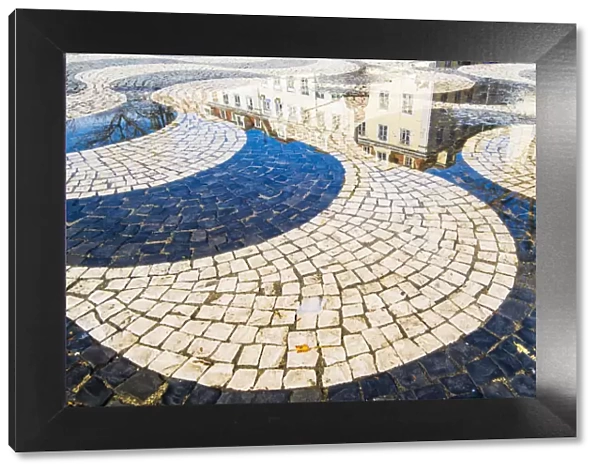 Lisbon, Portugal. Iconic swaying tiles of Rossio Square