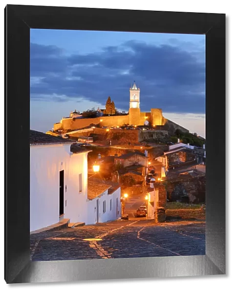 The medieval walled village of Monsaraz at twilight. Alentejo, Portugal