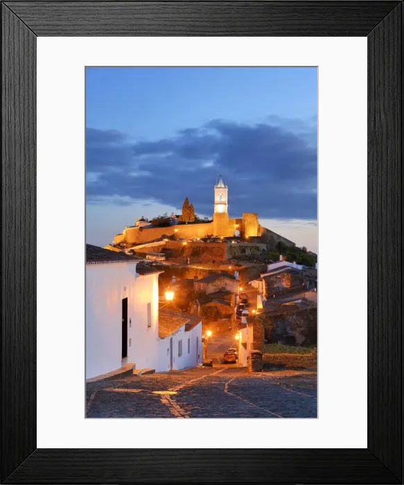 Framed Print : The medieval walled village of Monsaraz at twilight. Alentejo, Portugal Framed Print : The medieval walled village of Monsaraz at twilight. Alentejo, Portugal
