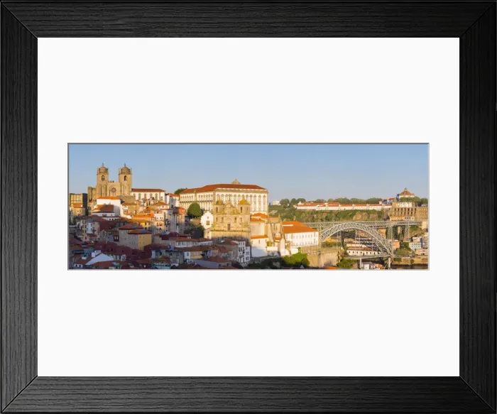 Framed Print : Portugal, Douro Litoral, Porto. Panoramic view of Se Cathedral and Dom Luis I Bridge Framed Print : Portugal, Douro Litoral, Porto. Panoramic view of Se Cathedral and Dom Luis I Bridge