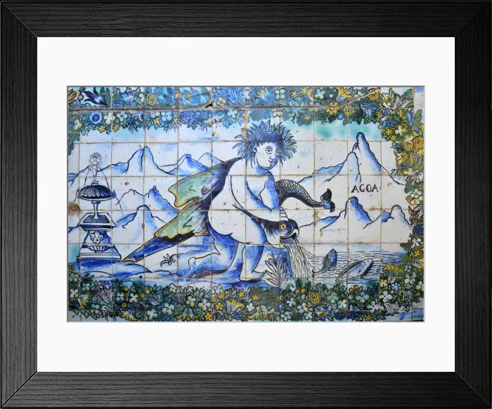 Framed Print : Azulejos (ceramic tiles), 17th century, of the Palacio dos Marqueses de Fronteira Framed Print : Azulejos (ceramic tiles), 17th century, of the Palacio dos Marqueses de Fronteira