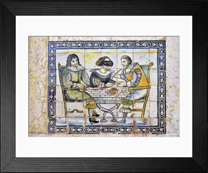 Framed Print : Azulejos (ceramic tiles), 17th century, of the Palacio dos Marqueses de Fronteira Framed Print : Azulejos (ceramic tiles), 17th century, of the Palacio dos Marqueses de Fronteira