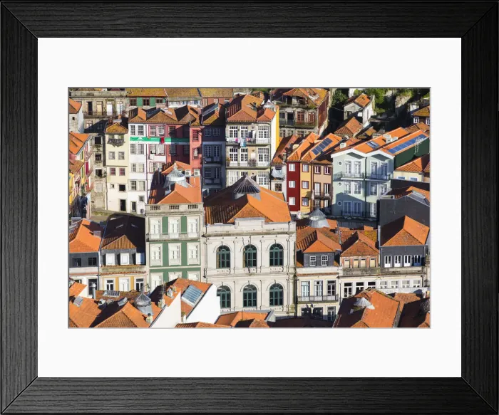 Framed Print : Portugal, Douro Litoral, Porto. Traditional buildings in the UNESCO World Heritage