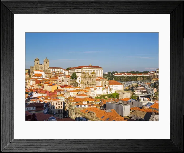 Framed Print : Portugal, Douro Litoral, Porto. An evening view of Se Cathedral and Igreja de Sao Framed Print : Portugal, Douro Litoral, Porto. An evening view of Se Cathedral and Igreja de Sao