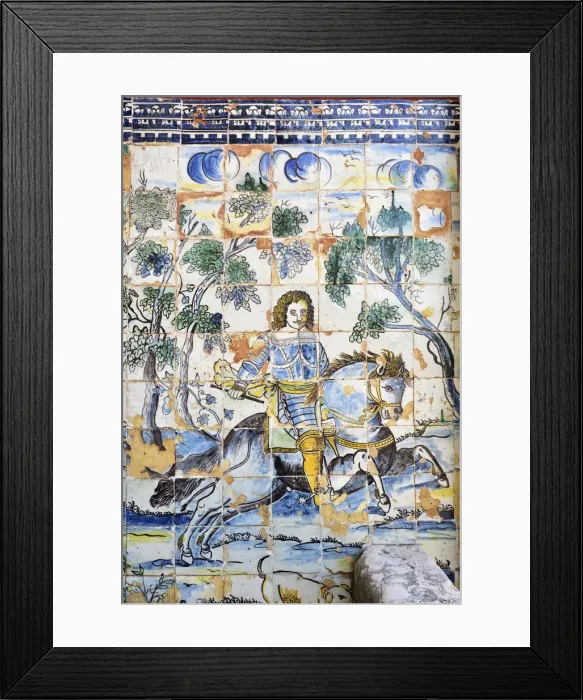 Framed Print : Azulejos (ceramic tiles), 17th century, of the Palacio dos Marqueses de Fronteira Framed Print : Azulejos (ceramic tiles), 17th century, of the Palacio dos Marqueses de Fronteira