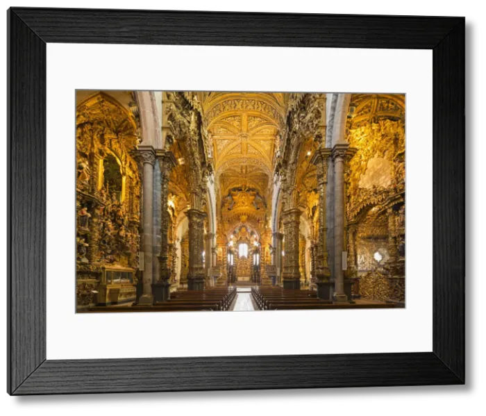 Framed Print : Portugal, Douro Litoral, Porto. The stunning Baroque gilt wood carvings of Igreja Framed Print : Portugal, Douro Litoral, Porto. The stunning Baroque gilt wood carvings of Igreja