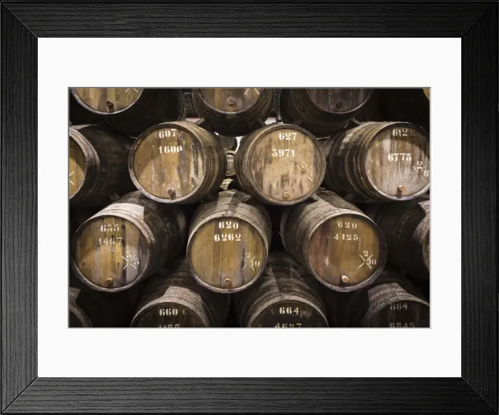 Framed Print : Portugal, Douro Litoral, Porto. Barrels in the wine cellar of Taylors Port Lodge Framed Print : Portugal, Douro Litoral, Porto. Barrels in the wine cellar of Taylors Port Lodge