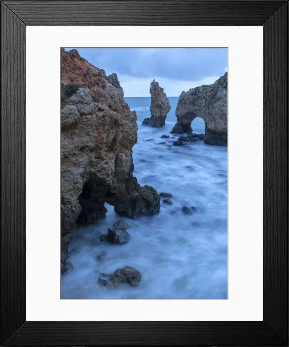 Framed Print : Portugal, Algarve, Lagos, Sea stacks and arch on coast Framed Print : Portugal, Algarve, Lagos, Sea stacks and arch on coast