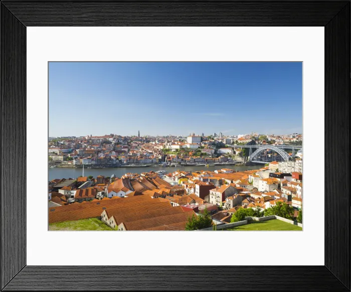 Framed Print : Portugal, Douro Litoral, Porto. The view towards the old town of Porto and the Ribeira Framed Print : Portugal, Douro Litoral, Porto. The view towards the old town of Porto and the Ribeira