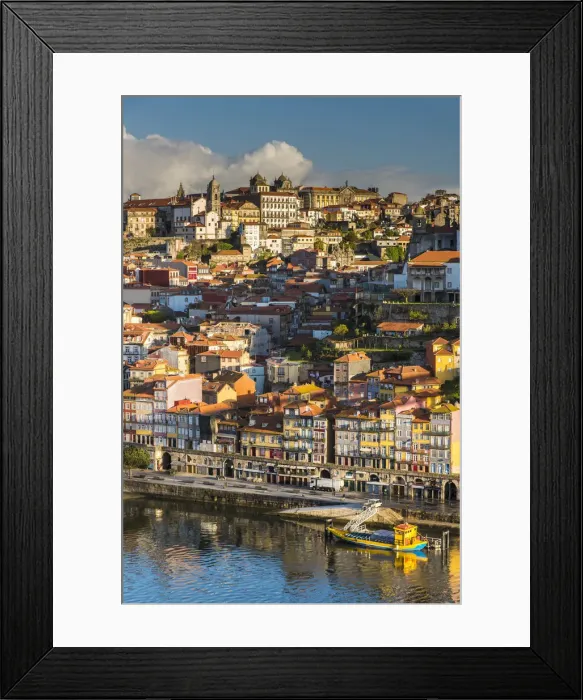 Framed Print : City skyline with Douro river, Porto, Portugal