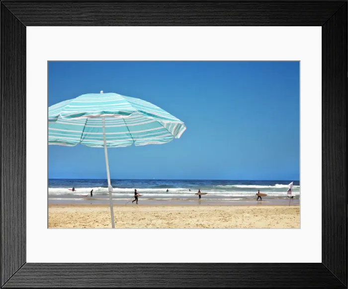 Framed Print : Beach with sunshade, Praia da Cordama, Costa Vicentina, Algarve, Portugal Framed Print : Beach with sunshade, Praia da Cordama, Costa Vicentina, Algarve, Portugal