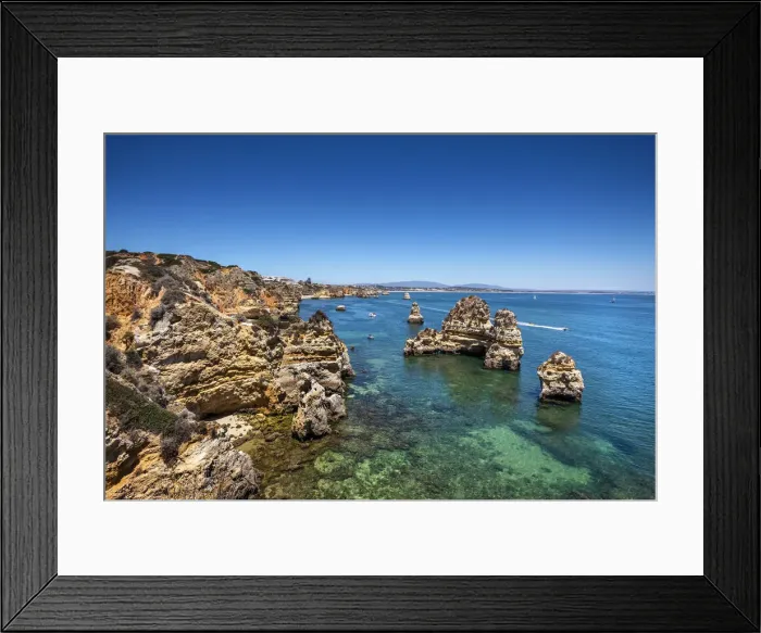 Framed Print : Rocky coast, Praia do Camilo, Lagos, Algarve, Portugal