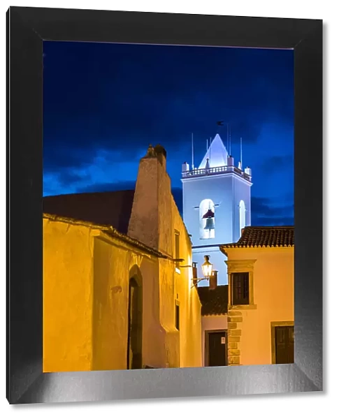 Sunset view of old town and church, Monsaraz, Alentejo, Portugal