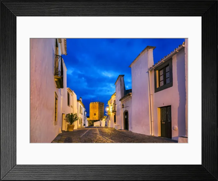 Framed Print : Sunset view of castle, Monsaraz, Alentejo, Portugal