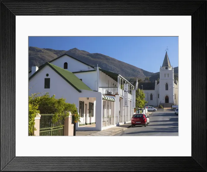 Framed Print : Buildings and Dutch Reformed Church on Church Street, Montagu, Western Cape, South Africa Framed Print : Buildings and Dutch Reformed Church on Church Street, Montagu, Western Cape, South Africa