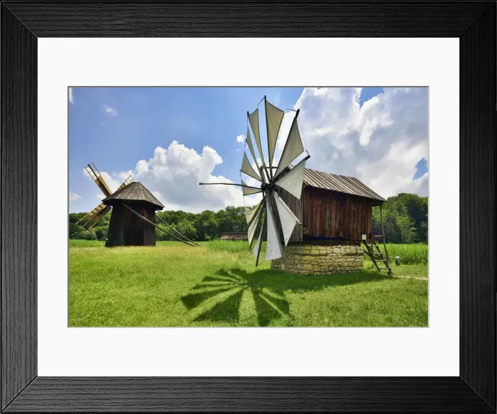 Framed Print : Windmills of Romania. ASTRA Museum of Traditional Folk Civilization, an open-air museum Framed Print : Windmills of Romania. ASTRA Museum of Traditional Folk Civilization, an open-air museum
